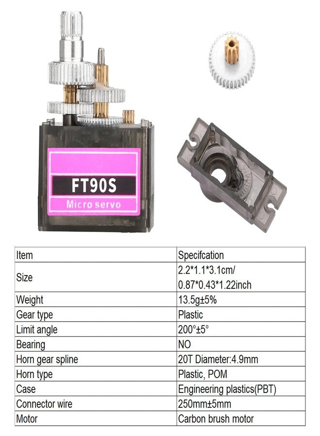 FORIOT 6Pcs FT90S 9g Micro Servo Motors with All-Metal Gears, High Torque, and 180° Rotation - for Arduino Robot Projects, RC Airplanes, Cars, Boats - Image 4